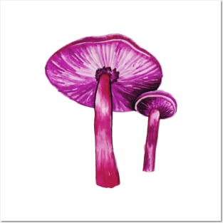 Psychedelic Purple Mushroom Design Posters and Art